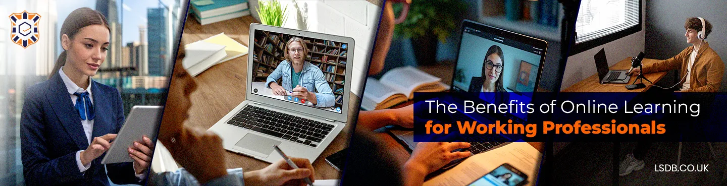 Working professional learning online through LSDB digital training programmes, representing flexibility, upskilling, and career growth.