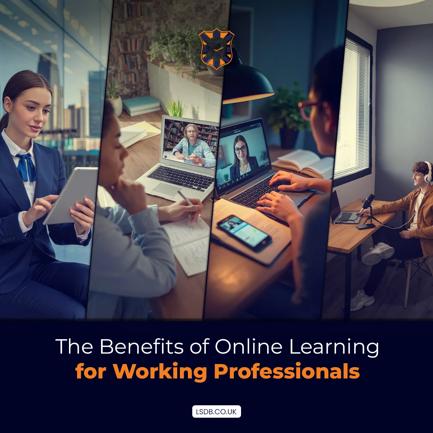 Working professional learning online through LSDB digital training programmes, representing flexibility, upskilling, and career growth.