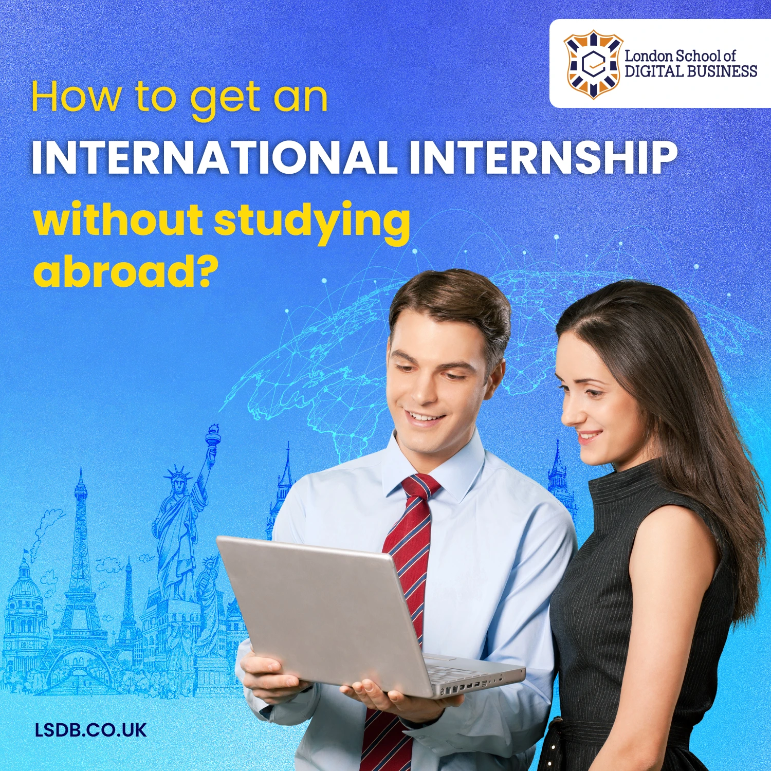 Students exploring an international internship opportunity online without studying abroad through LSDB’s Mastery program.