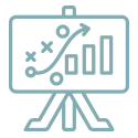 Presentation board icon representing strategy phase planning and roadmap development in digital marketing