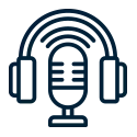 Microphone podcast icon representing podcast production services including recording editing and distribution