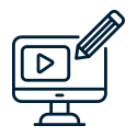 Video camera icon representing professional video editing services and brand video content creation