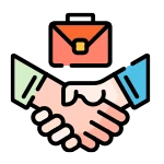 Business partnership vector icon representing corporate webinars, professional networking events, leadership workshops, business collaboration, and global summit opportunities by LSDB