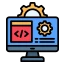 Software development vector icon representing dedicated offshore development centers and pre-vetted remote engineering teams