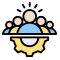 Corporate blueprint asset icon for the dedicated global capability centers and offshore entity infrastructure setup block