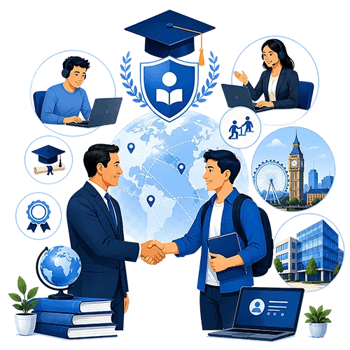 LSDB Advanced Mastery Programme (LAMP) | UK Global Internship Scholarship for Industry-Ready Students Illustration of the LSDB Advanced Mastery Programme (LAMP), showing industry-ready students accessing UK remote internships, scholarships, global mentorship, international career opportunities and university partnerships