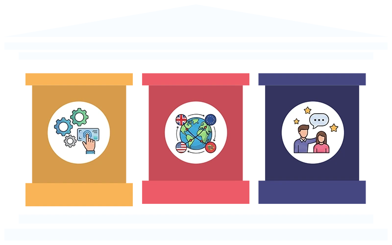 Three key pillars icons