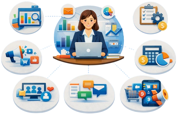 Employable digital skills and essential tools for commerce Employable digital skills for the commerce domain, including 9 essential work tools