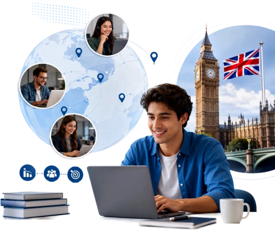 UK Digital Business Internship Programme | Global Remote Learning Experience Student working remotely on digital business projects through LSDB's Digital Business Mastery Programme with UK internship experience and global collaboration