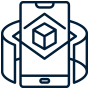 Vector icon representing augmented reality in digital marketing, including AR-powered customer experiences, interactive advertising, virtual product visualization, and immersive marketing technology