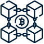 Blockchain technology vector icon representing secure digital marketing trends, decentralized data systems, and future-focused marketing innovation