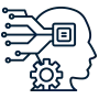 Vector icon representing machine learning in digital marketing, including AI-based data analysis, predictive marketing, automation, and intelligent customer insights