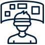 Vector icon representing virtual reality in digital marketing, including immersive customer experiences, VR technology, interactive advertising, and future marketing innovation