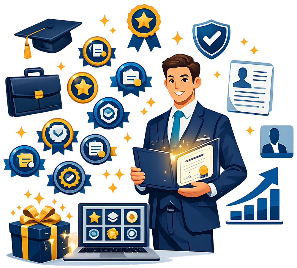 Bonus Perk - free Professional Digital Marketing Certificate Gift box representing the free Professional Digital Marketing Certificate bonus