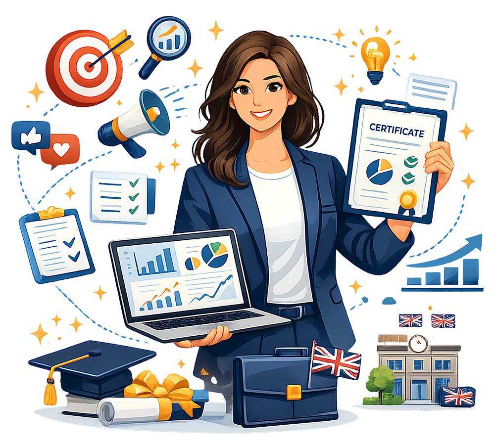 Globally recognized digital marketing certification Hand holding a globally recognized digital marketing certification